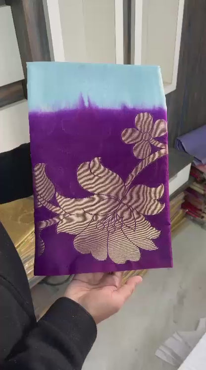 Semi pattu style paper soft Banarasi’s flower sarees