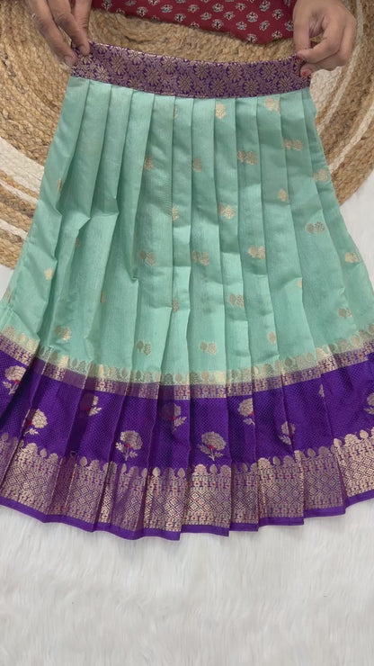 Brother & Sister Maggam Cute Traditional Combo – Banaras Silk Crop Top & Boy Kurta Dhoti Set
