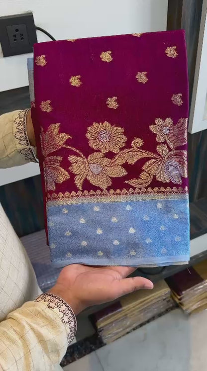 Banarasi dybl dupion soft silk zari saree