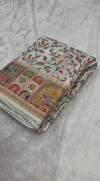 Vintage rajwadi pashmina silk saree