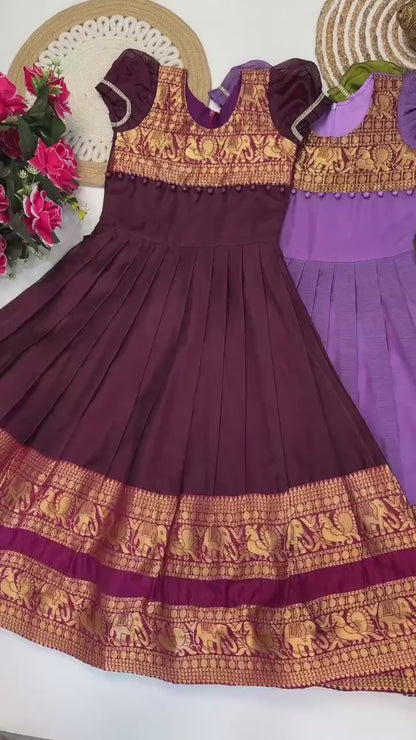 Kids Narayapet silk pattu gowns