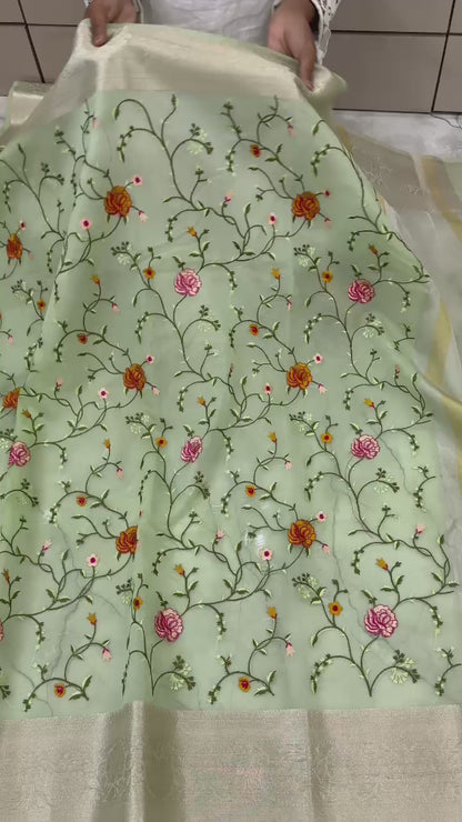 Banarasi Kora organza embroidery sarees