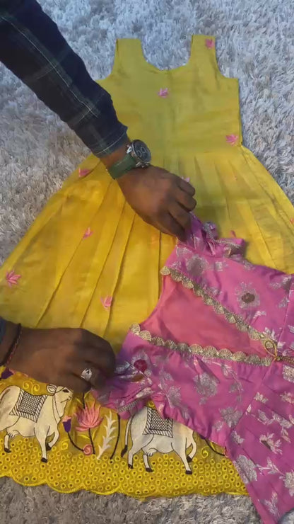 Pichwai embroidery kids cute Lehenga set