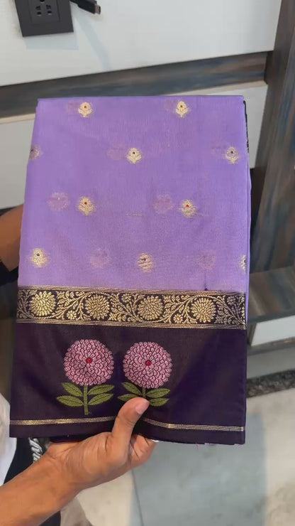 Banarasi  dyebl pure viscose silk fabric saree