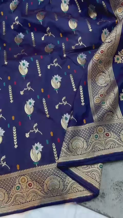 Semi pattu georgette Katan silk saree