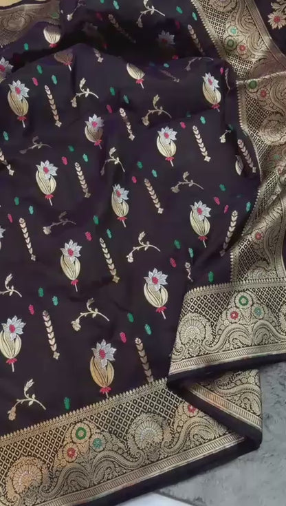 Semi pattu georgette Katan silk saree