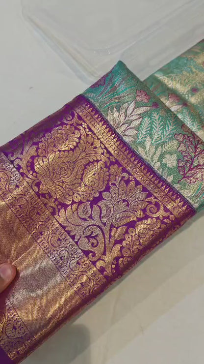 Semi kanchi pattu saree Meenakari traditional saree