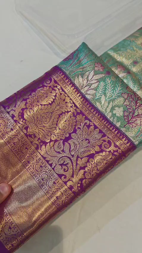 Semi kanchi pattu saree Meenakari traditional saree