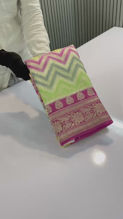 Rainbow Multi Pure Georgette Luxe saree