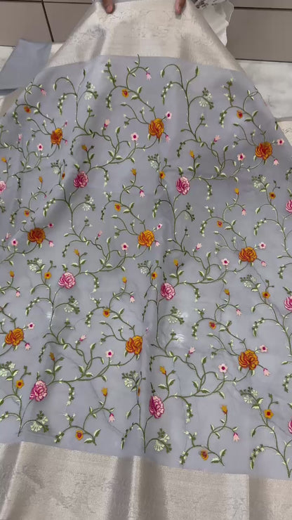 Banarasi Kora organza embroidery sarees