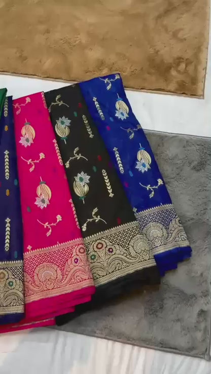 Semi pattu georgette Katan silk saree