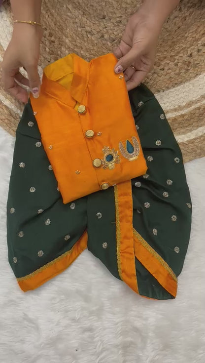 Gents maggam work Kurta with Dhoti set
