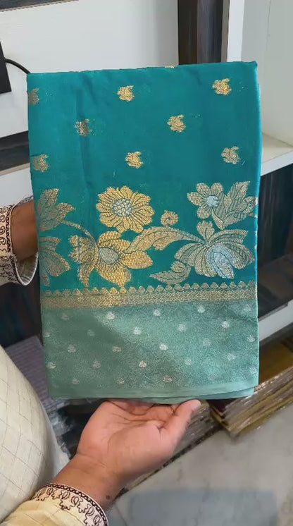 Banarasi dybl dupion soft silk zari saree