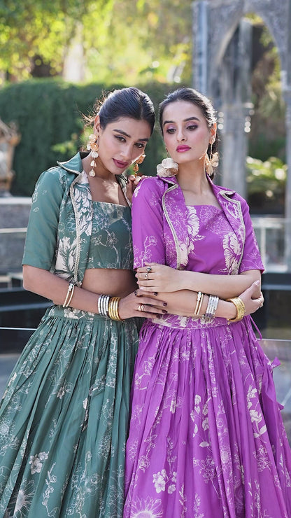 Tussle silk Lehenga  with Coart blooming Charm