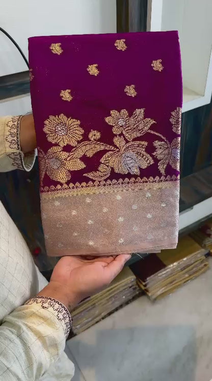 Banarasi dybl dupion soft silk zari saree