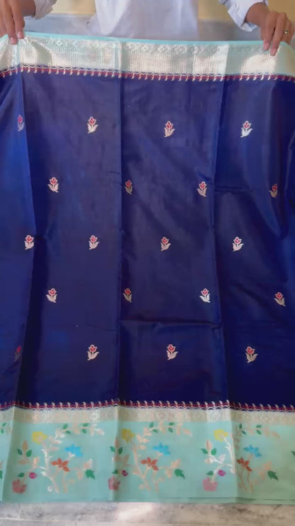 Budget Banarasi Katan Silk Saree with Contrast Alfi Border