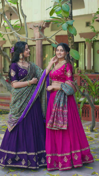 Vichitra silk royal designer lehenga