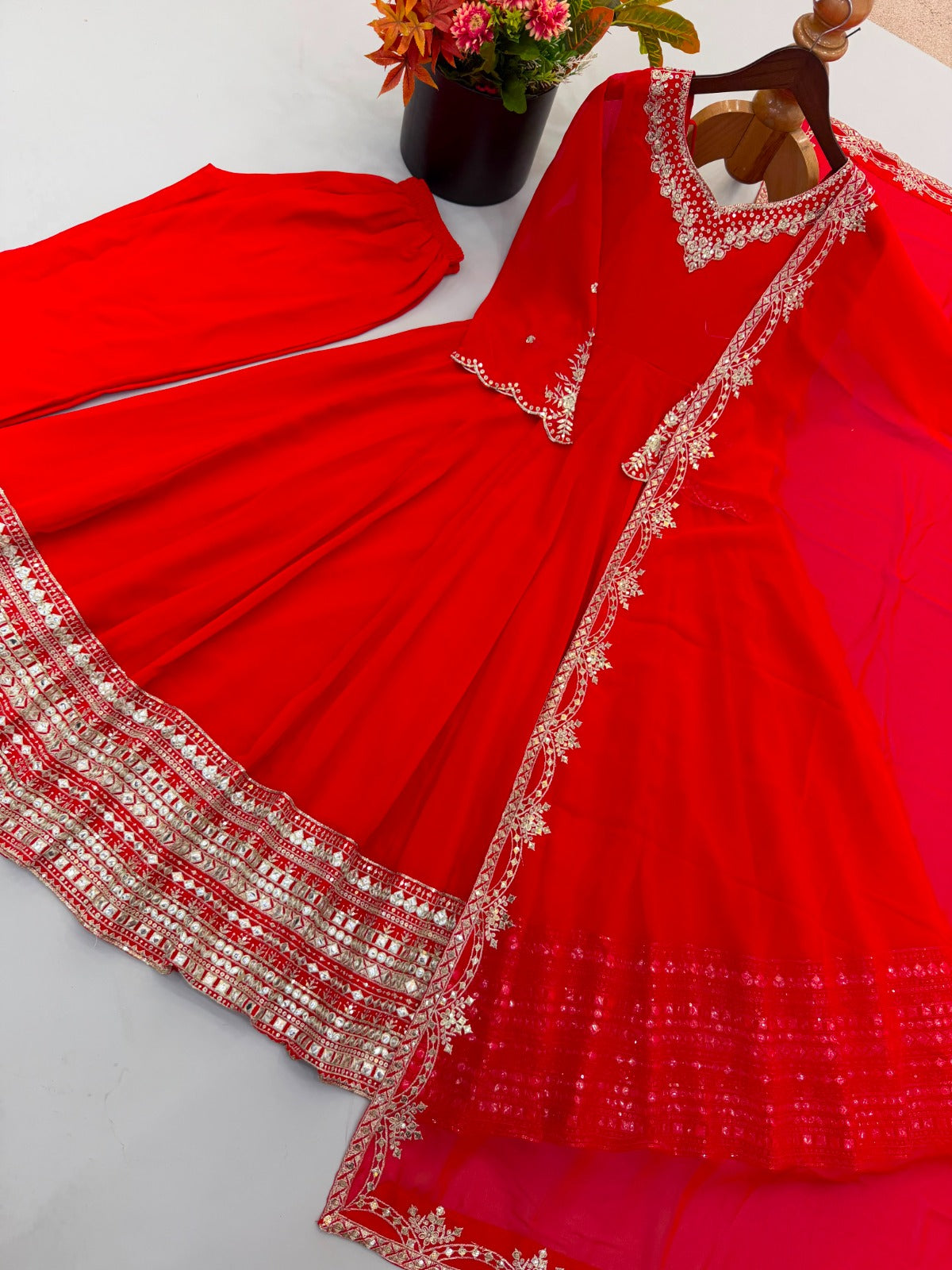 Georgette Anarkali beautiful Mirror Embroidery sequence gowns