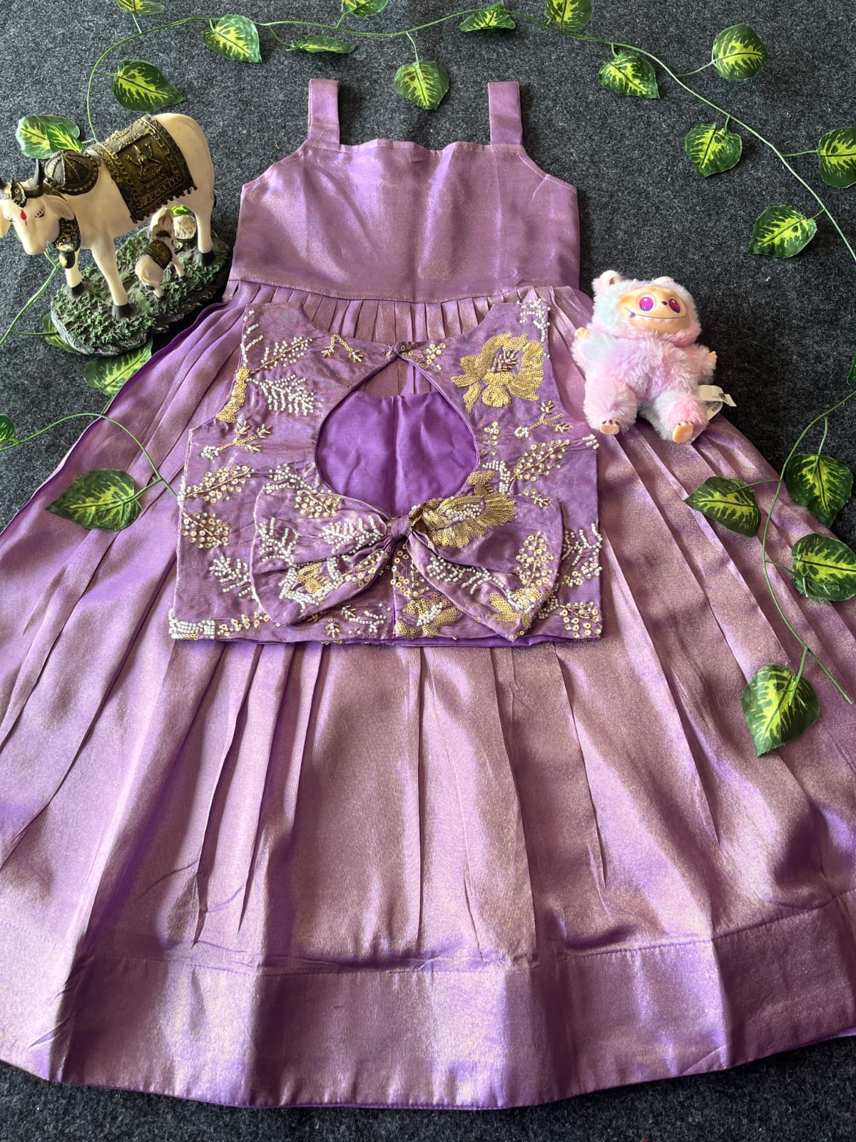 Kids tissue frock with coat model 2 in one