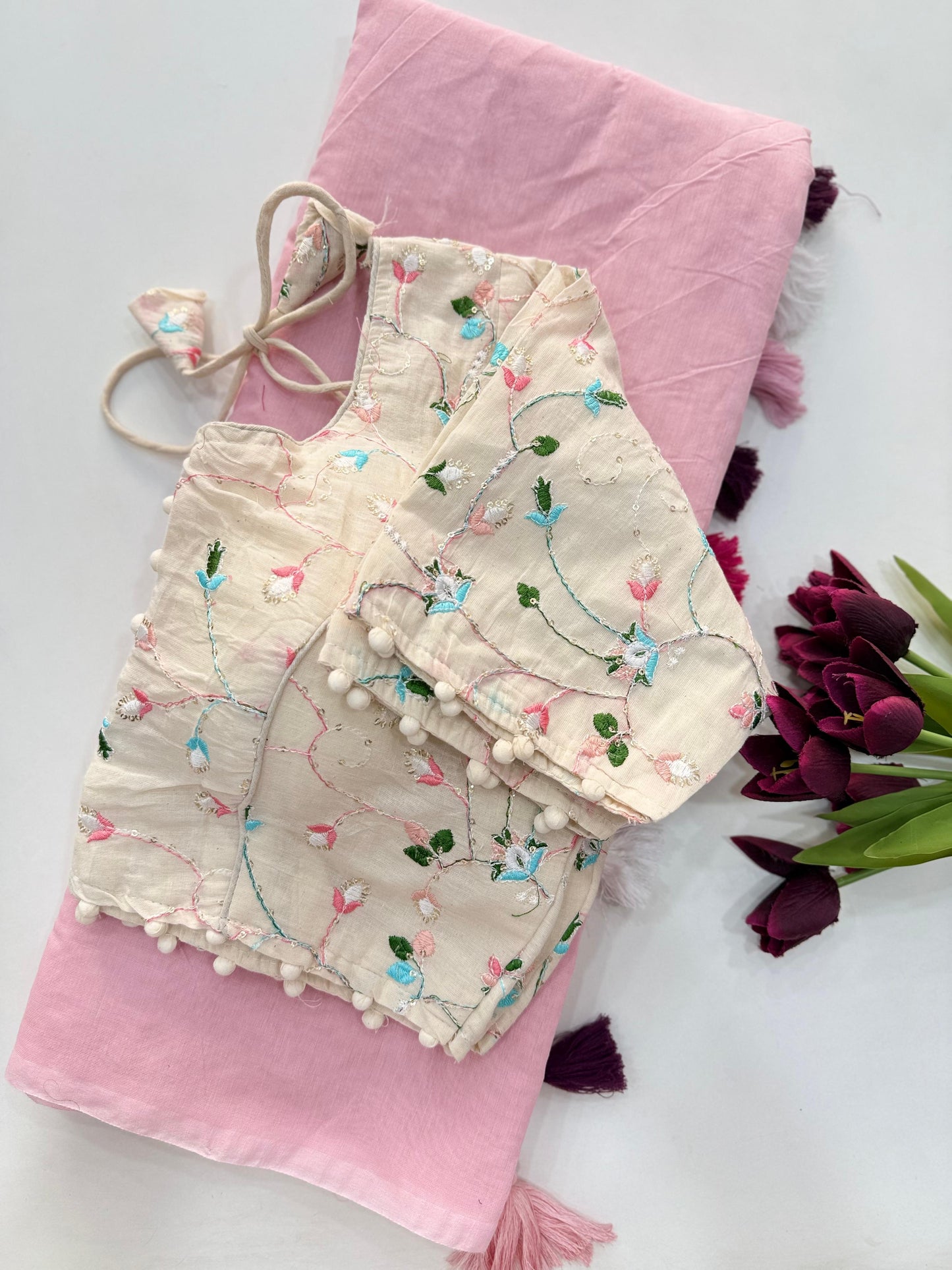 Khadi Cotton Saree with Desginer blouses Instagram best seller