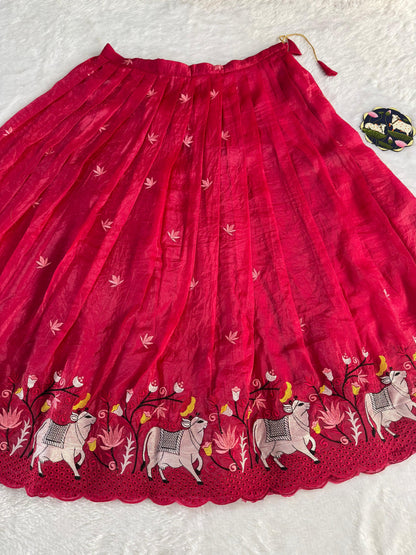 Gold crush pichwai work Designer lehengas