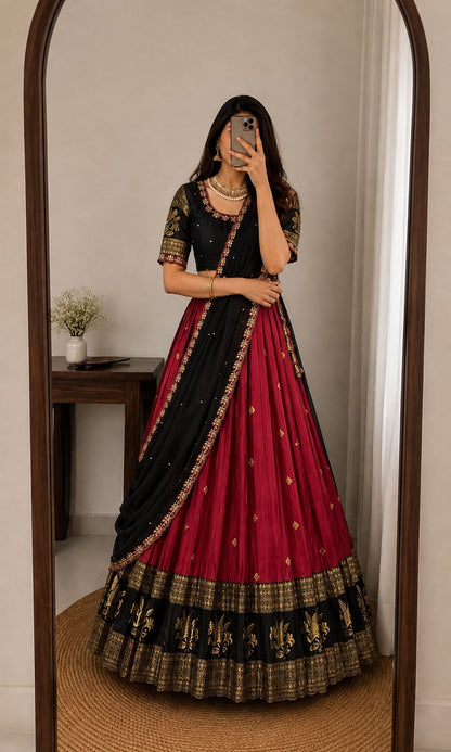 Kanjivaram sravanamasam Designer semiPattu Lehenags