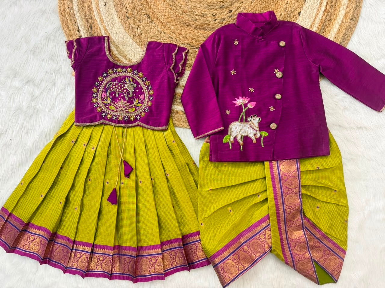 Baby girl cute set with brother kurta set combo