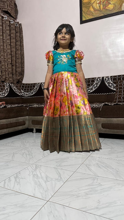 Kids Kanjivaram Silk Festive Gown