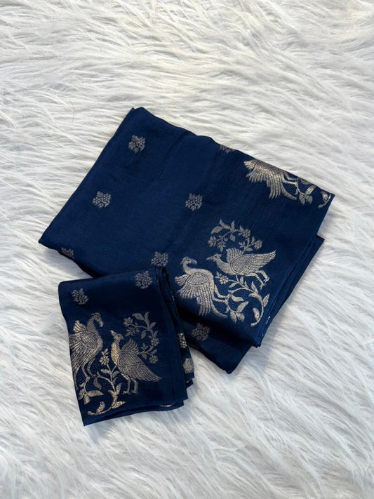 Pure viscose Russia bird figure trendy look saree