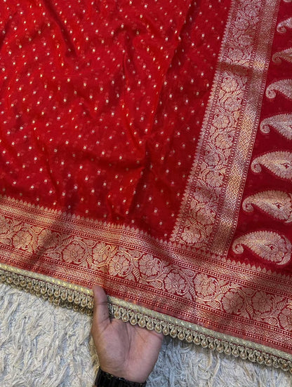 Georgette Banarasi trendy gold zari