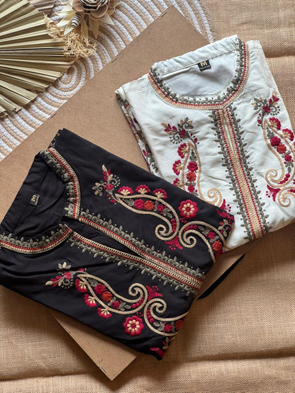 Co-ord set kurti hand embroidery silk
