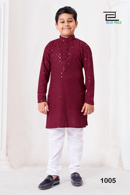 Kid boys chikankari  work  kurta sets