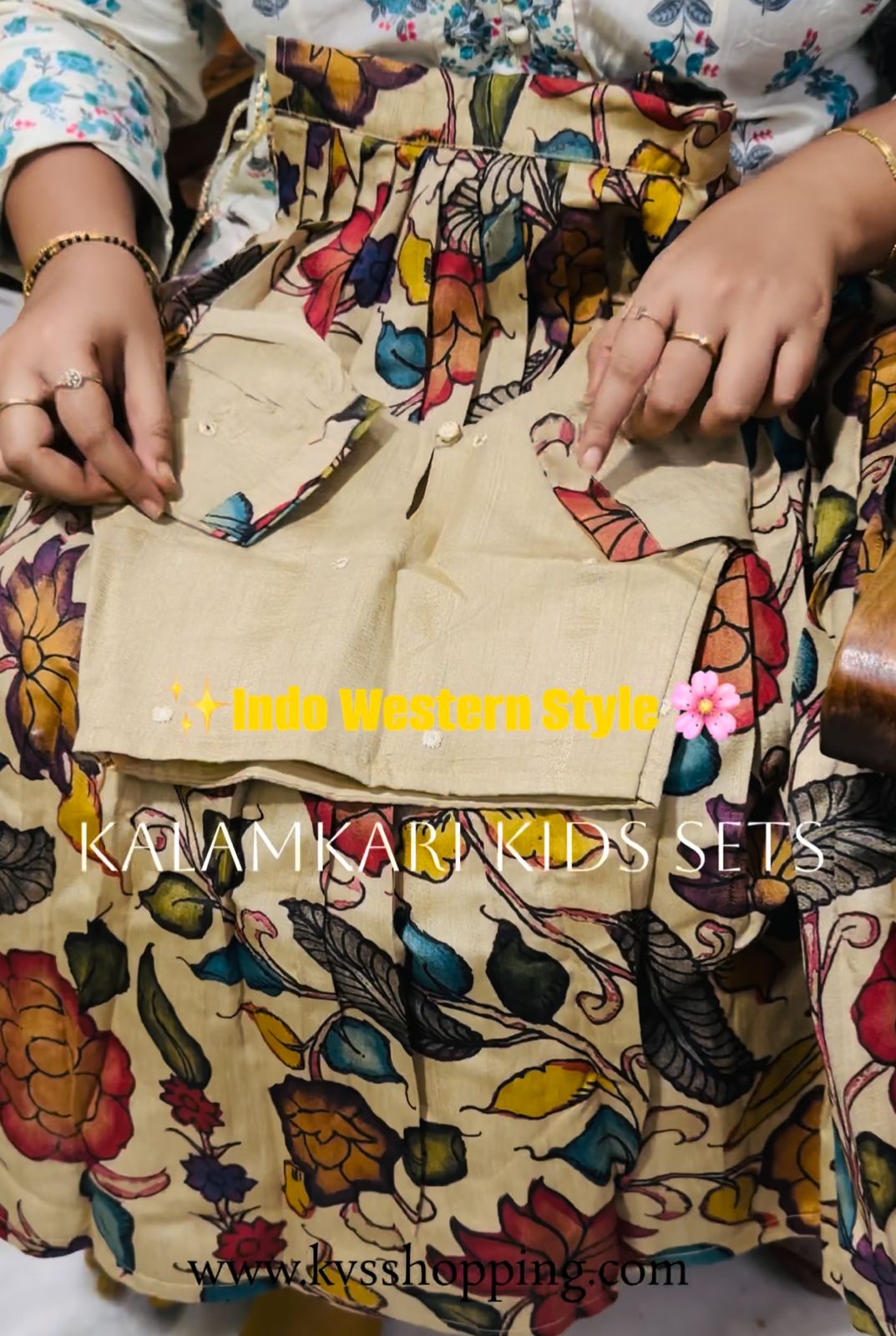 Indo western style kids cute Kalamkari sets
