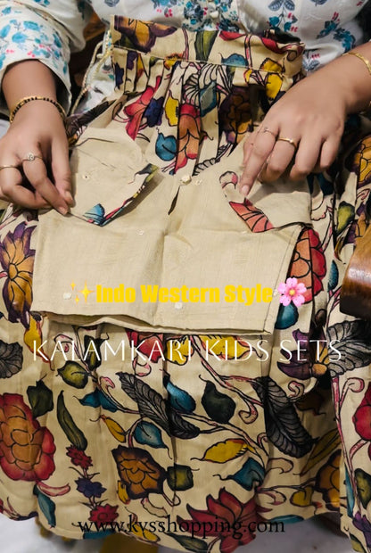 Indo western style kids cute Kalamkari sets