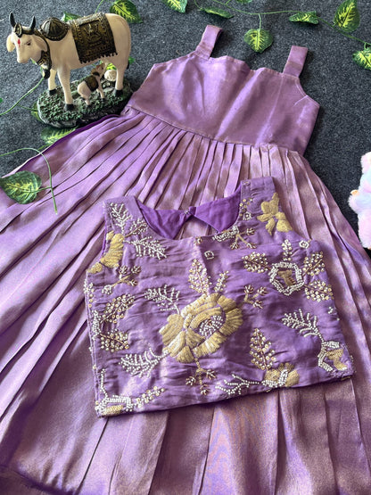 Kids tissue frock with coat model 2 in one