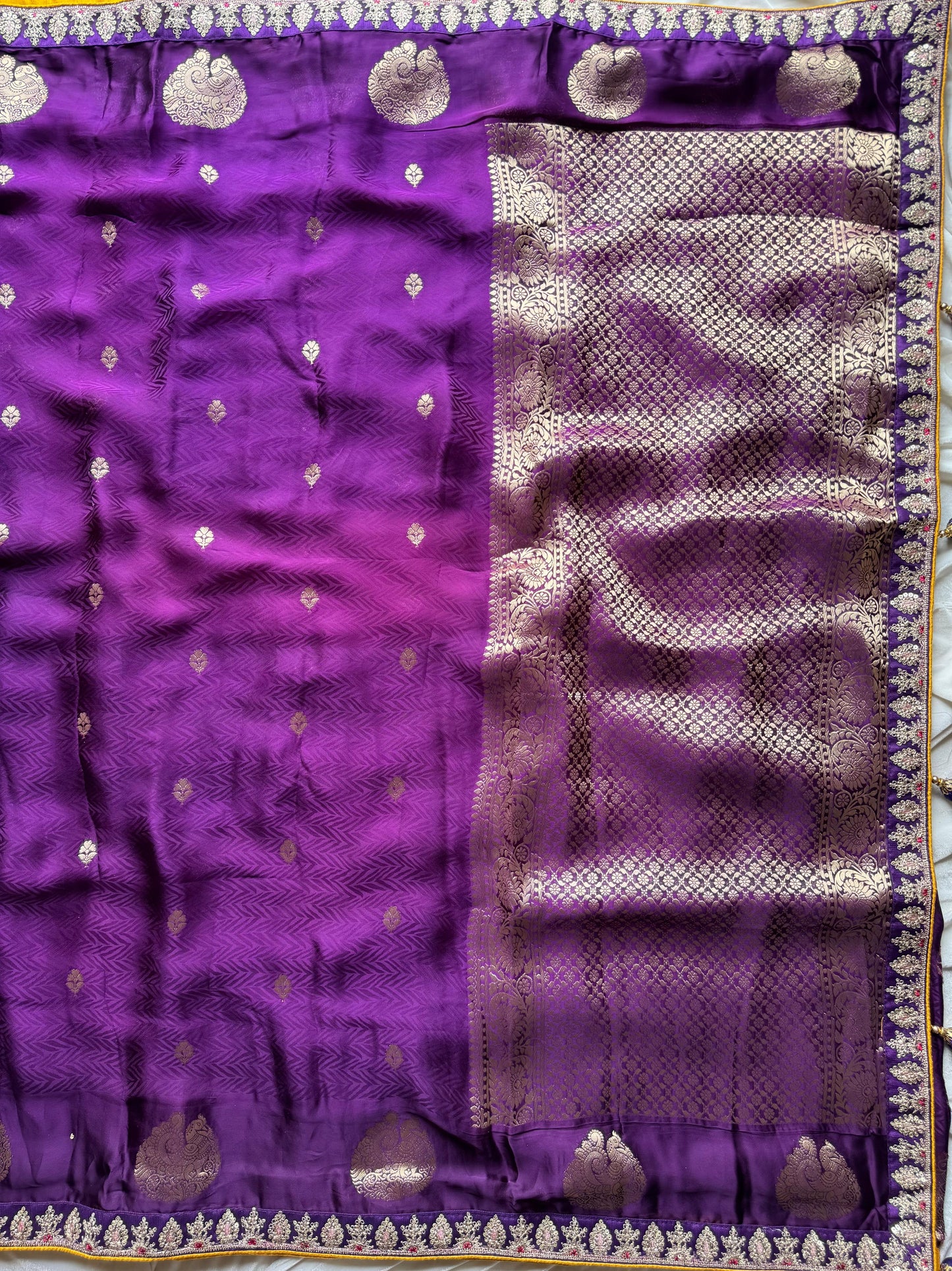 Pure coding work wedding look luxe saree with stitched blouse