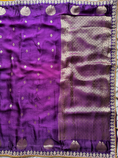 Pure coding work wedding look luxe saree with stitched blouse