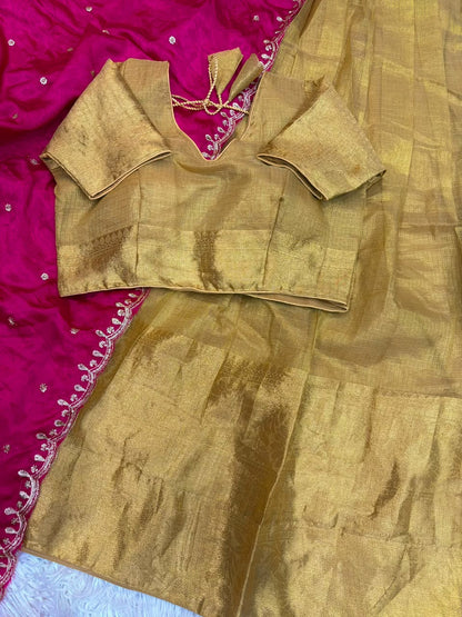 Golden Kanchipuram Designer Lehenga