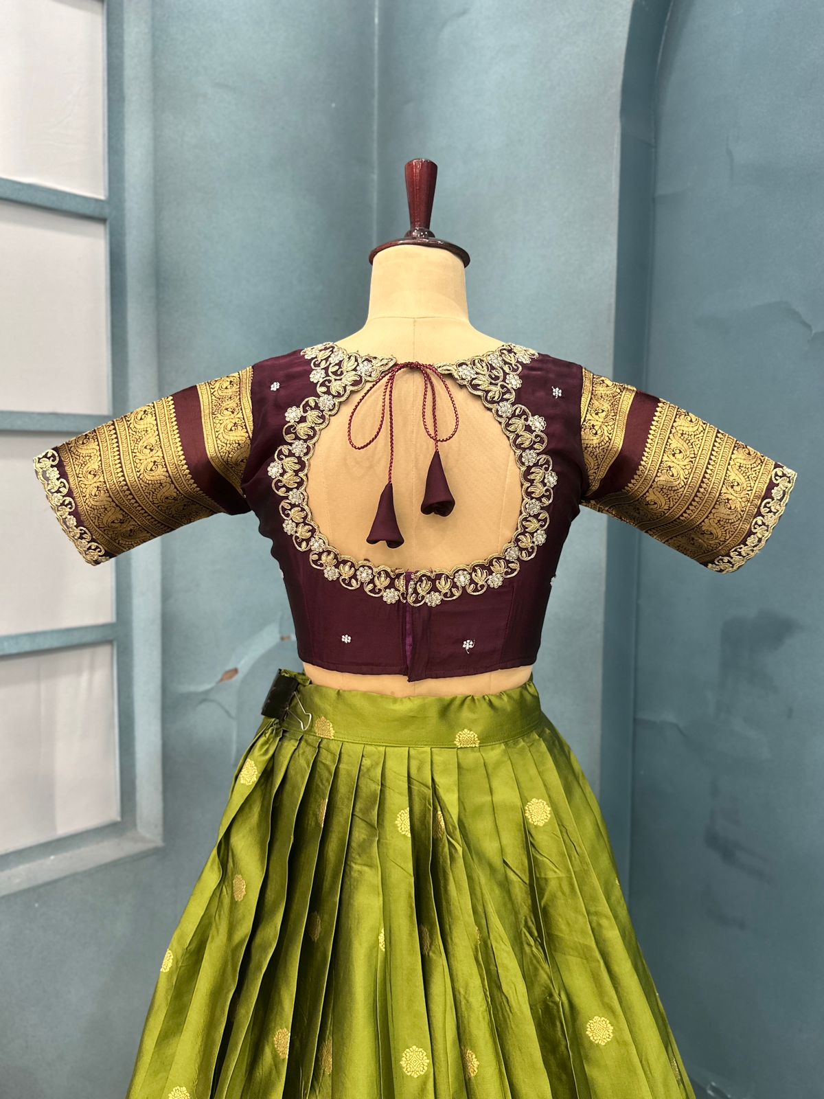 Kanchipuram Designer Green Aesthetic Lehenga
