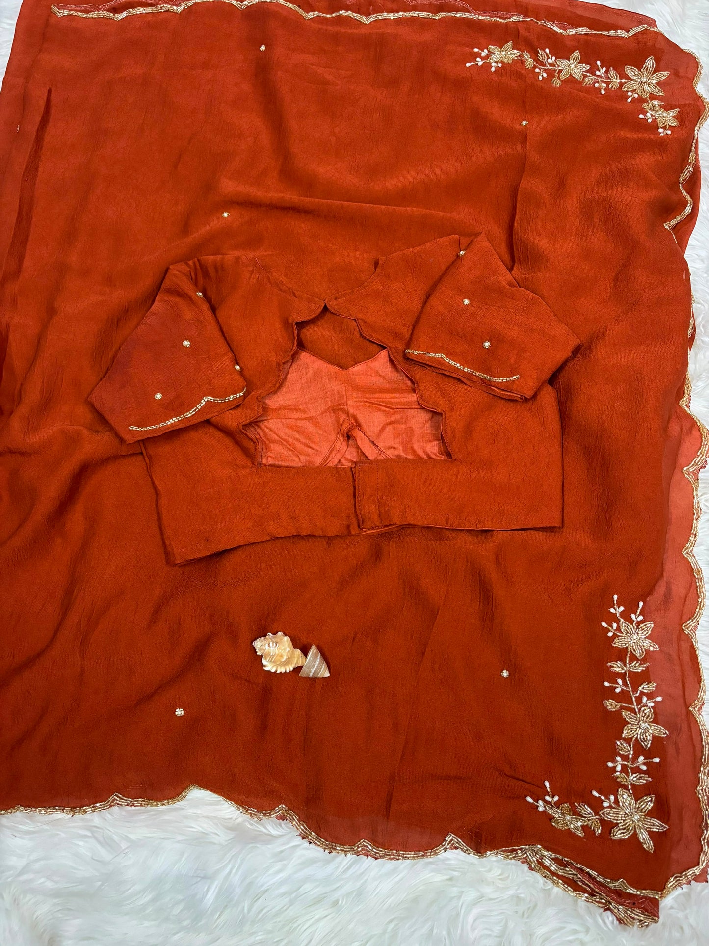 Soft Trend rangoli crush saree with  stitched blouse