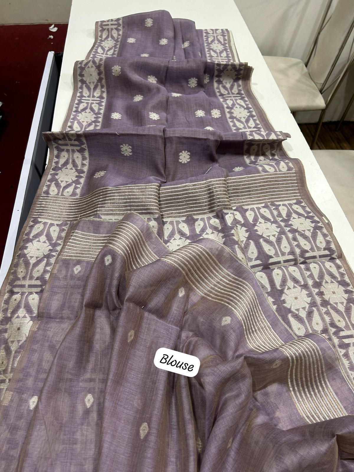 Classic Muga Cotton Jamdani Trendy Saree