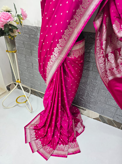 Pattu tradition Mashru Katan royal pink saree
