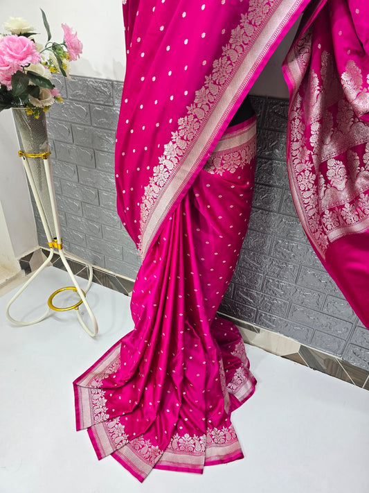 Pattu tradition Mashru Katan royal pink saree