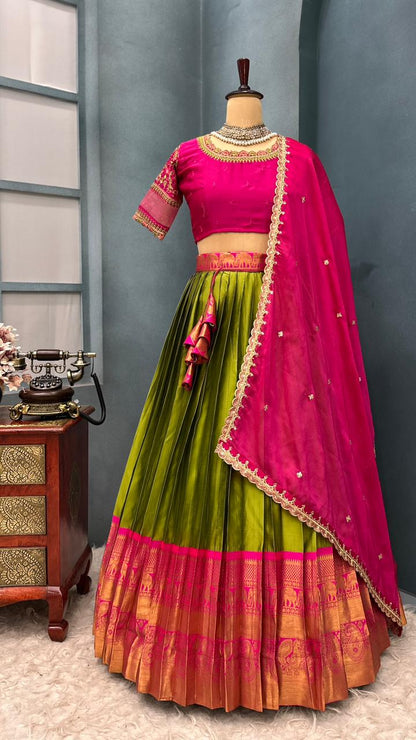 Desginer Kanjivaram Silk work Lehenga ✨