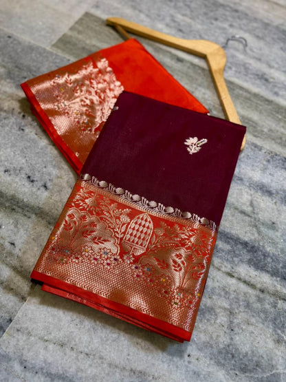 Banarasi katan top colours soft fab sarees