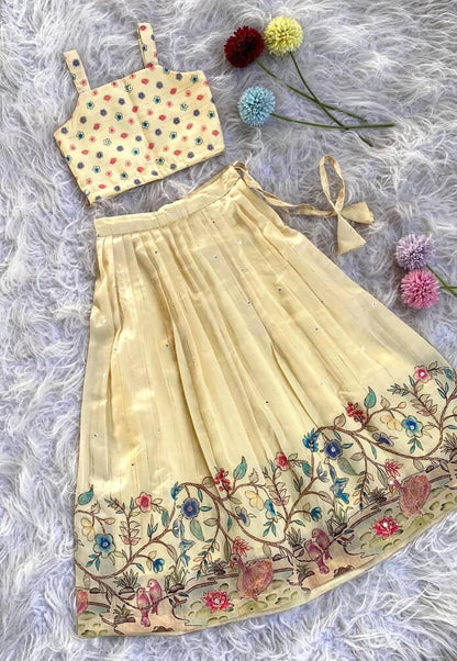 Floral Motifs kids Embroidered Gowns