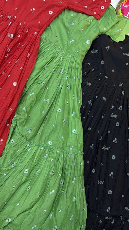 Pure mull Chanderi cotton cafe gowns