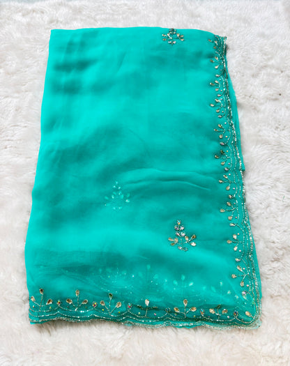 Rainbow colour georgette kardhana  trending work sarees