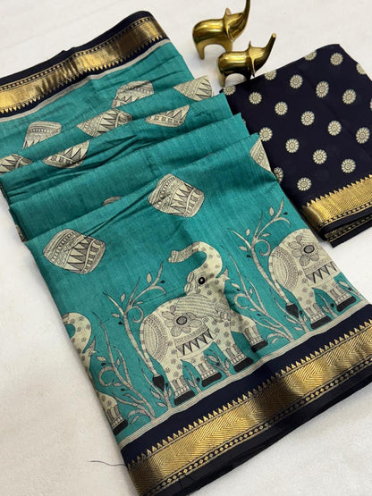 Mangalgiri Silk with viscos border budget saree