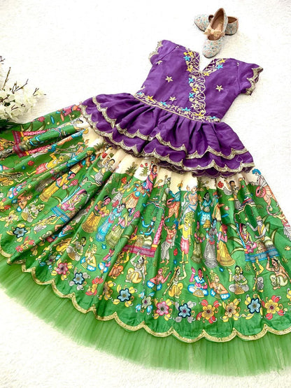 Semi Kalmkari print  kids  crop top sets